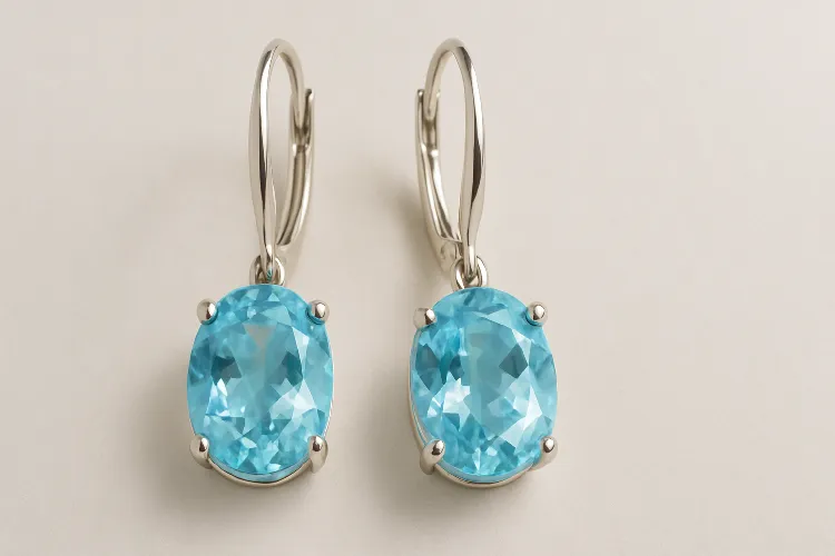 Serene blue aquamarine earrings glowing softly Serene blue aquamarine earrings glowing softly
