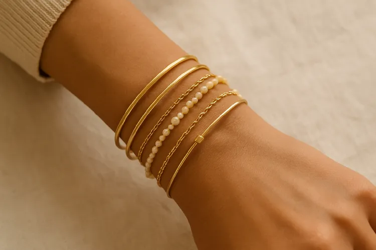 Comfortable and stylish bracelet stack with adjustable and slim designs. Comfortable and stylish bracelet stack with adjustable and slim designs.