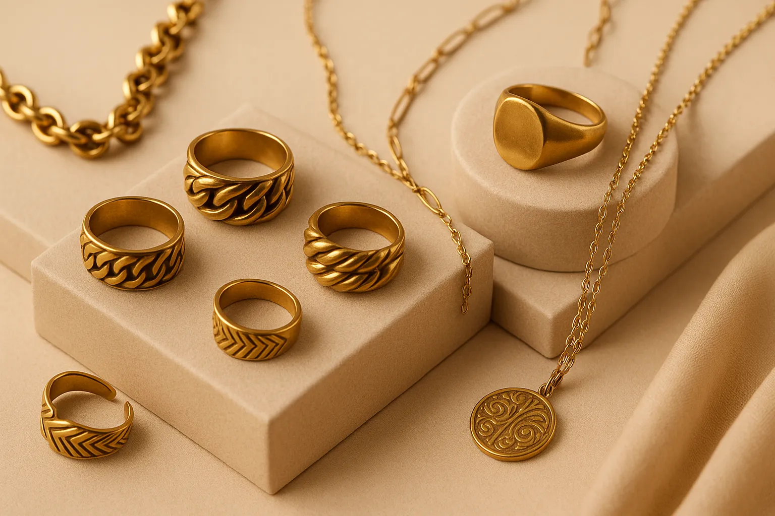 UK brass jewelry collection with elegant and chic designs