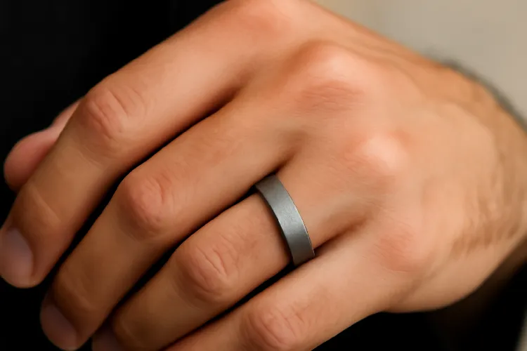 Stylish titanium ring worn with confidence Stylish titanium ring worn with confidence