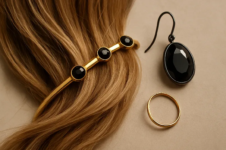 Contrast or complement jewelry with your blonde hair Contrast or complement jewelry with your blonde hair