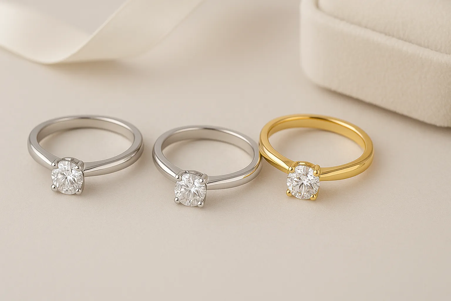 Compare Platinum, White Gold, Yellow Gold Jewelry
