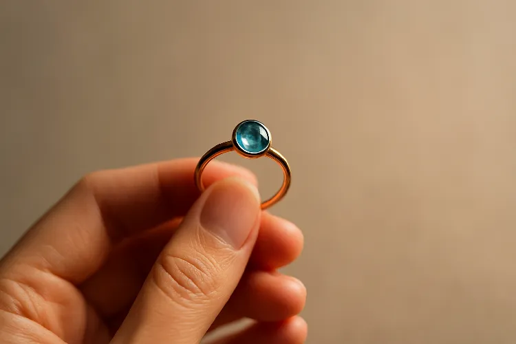 Hand holding a gemstone ring, symbolizing emotional value. Hand holding a gemstone ring, symbolizing emotional value.