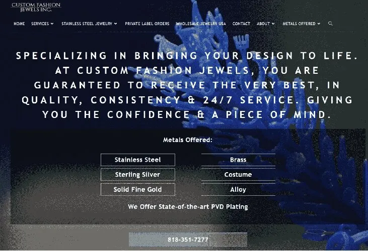 Custom Fashion Jewels Inc. Website Custom Fashion Jewels Inc. Website