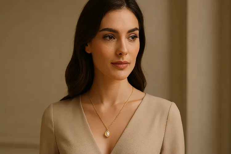 Women wear gold pendant necklaces to show elegance. Women wear gold pendant necklaces to show elegance.