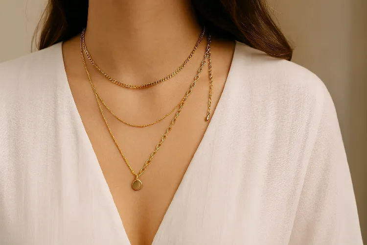 Layered adjustable gold necklaces Layered adjustable gold necklaces