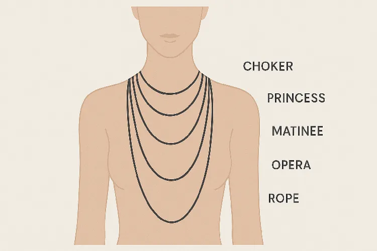 Necklace length types chart Necklace length types chart