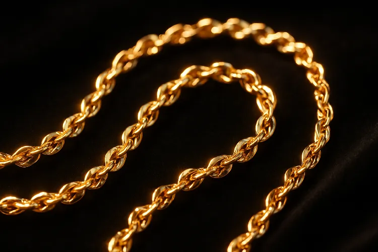 A dazzling Singapore chain with twisted links. A dazzling Singapore chain with twisted links.