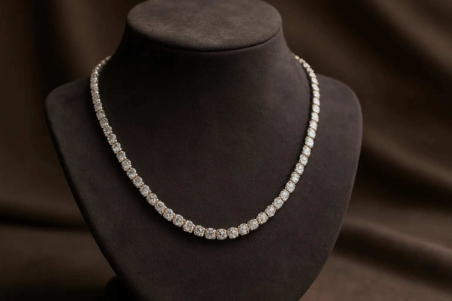 Diamond tennis necklace, the epitome of elegance.