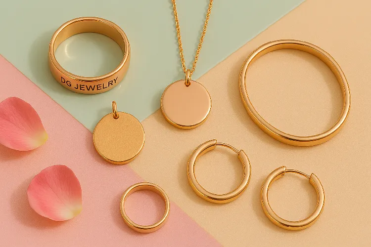 Rose gold jewelry with roses Rose gold jewelry with roses