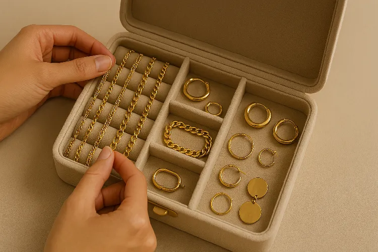 Gold set jewelry box, display a variety of styles Gold set jewelry box, display a variety of styles