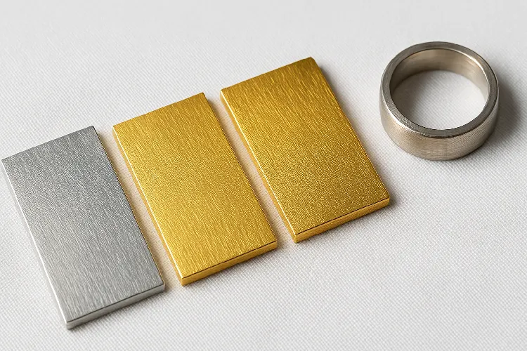 Silver, brass, and gold samples for plating Silver, brass, and gold samples for plating