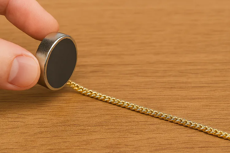 Magnetic test gold necklace, no response. Magnetic test gold necklace, no response.