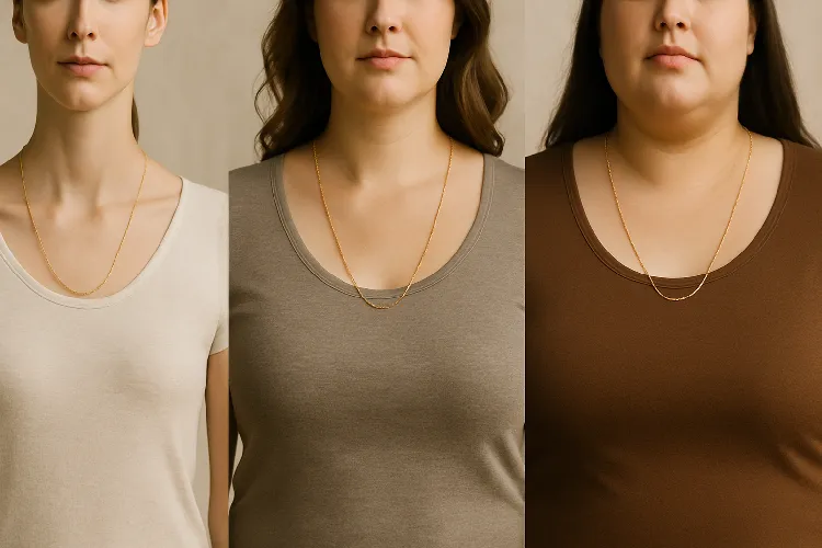 Wearing necklaces for different body types ensures a comfortable and well-fitting fit Wearing necklaces for different body types ensures a comfortable and well-fitting fit