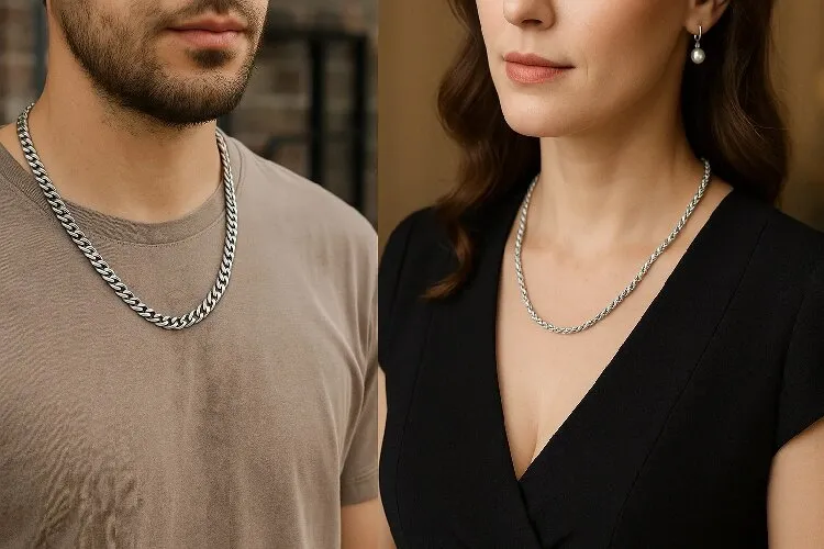 Stainless steel for casual wear, sterling silver for formal occasions Stainless steel for casual wear, sterling silver for formal occasions