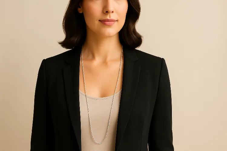 Wearing a long necklace is free and comfortable Wearing a long necklace is free and comfortable