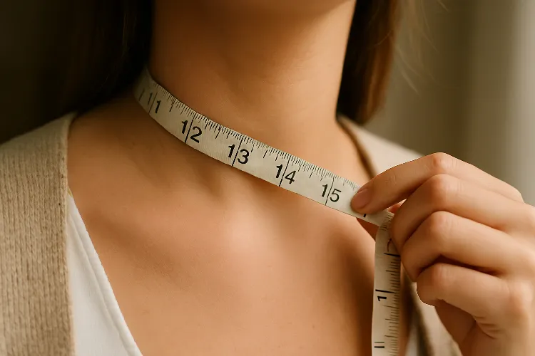 Measure the neck circumference and choose the appropriate necklace Measure the neck circumference and choose the appropriate necklace