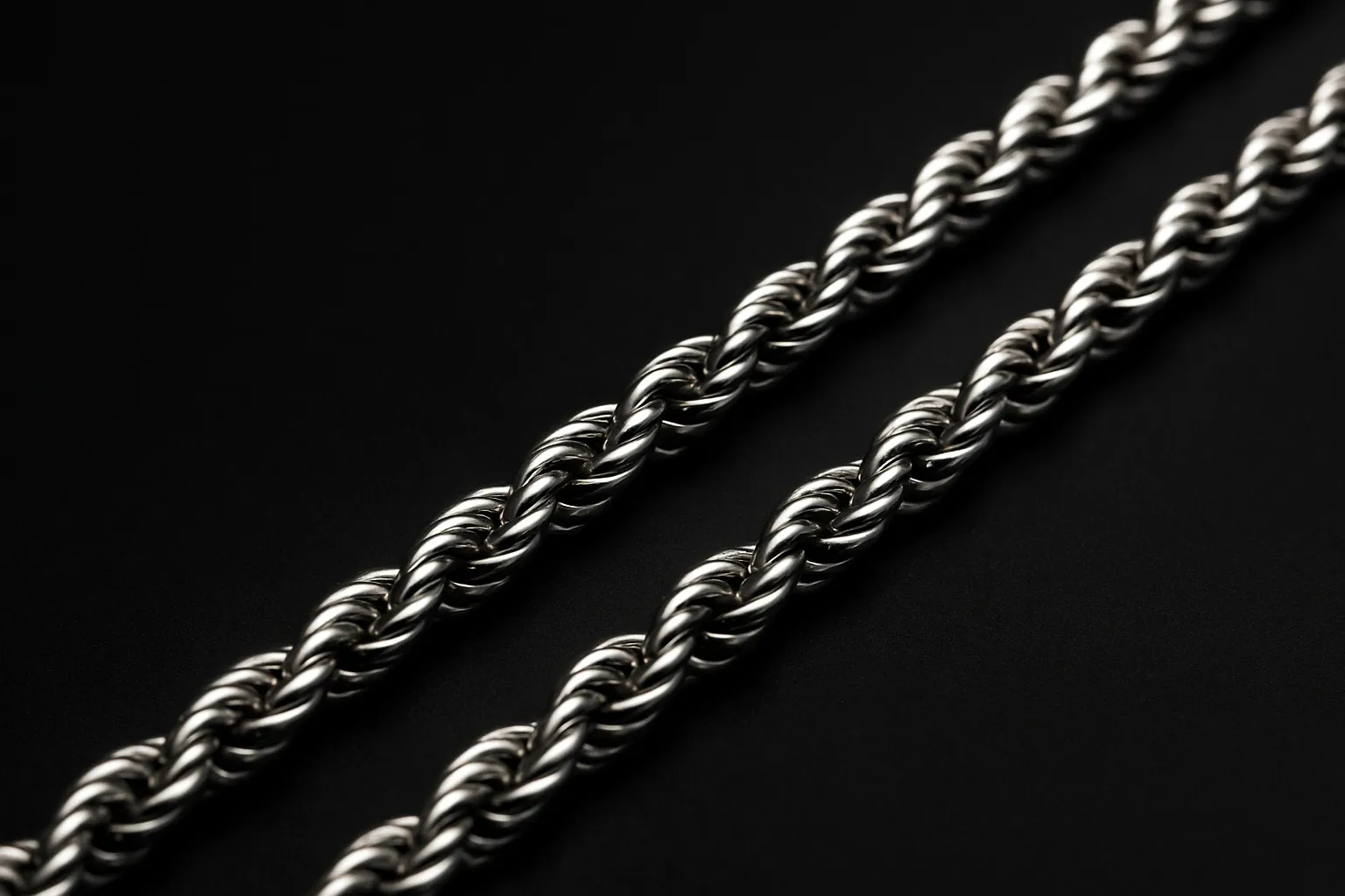 Stainless steel rope chain necklace close-up