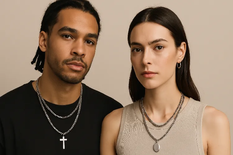 Men wear thick chains and women layer thin chains to adapt to different fashion trends. Men wear thick chains and women layer thin chains to adapt to different fashion trends.