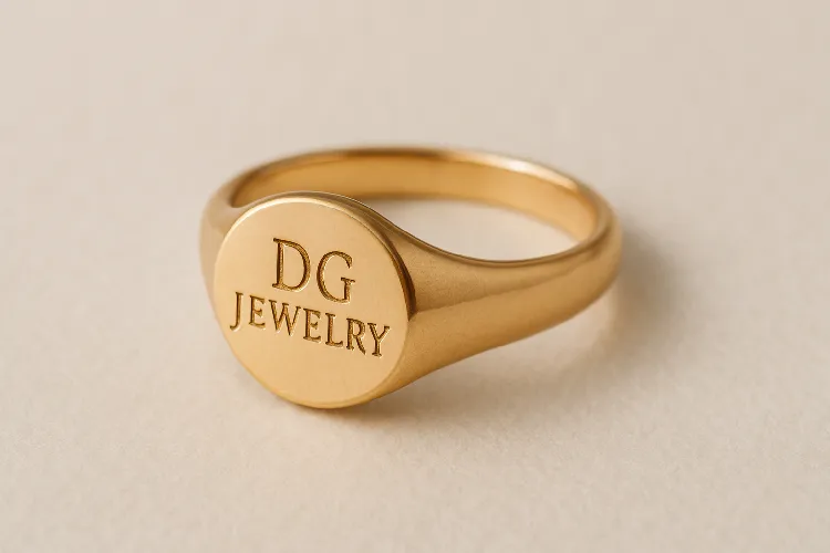 Gold brand ring, simple modern design. Gold brand ring, simple modern design.