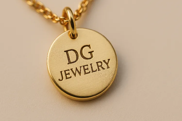 Gold brand pendant, classic elegant design. Gold brand pendant, classic elegant design.