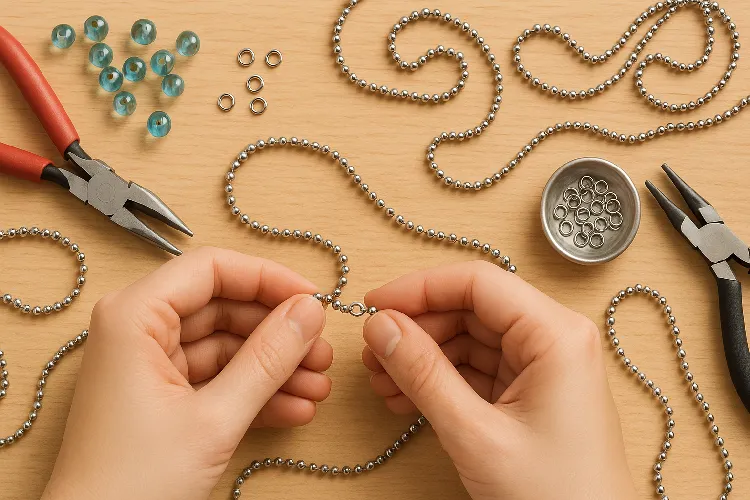 Jewelers use stainless steel bead chains to create custom bracelets. Jewelers use stainless steel bead chains to create custom bracelets.