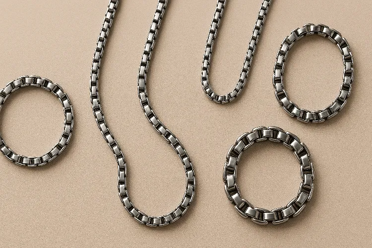 Silver box chain jewelry collection Silver box chain jewelry collection