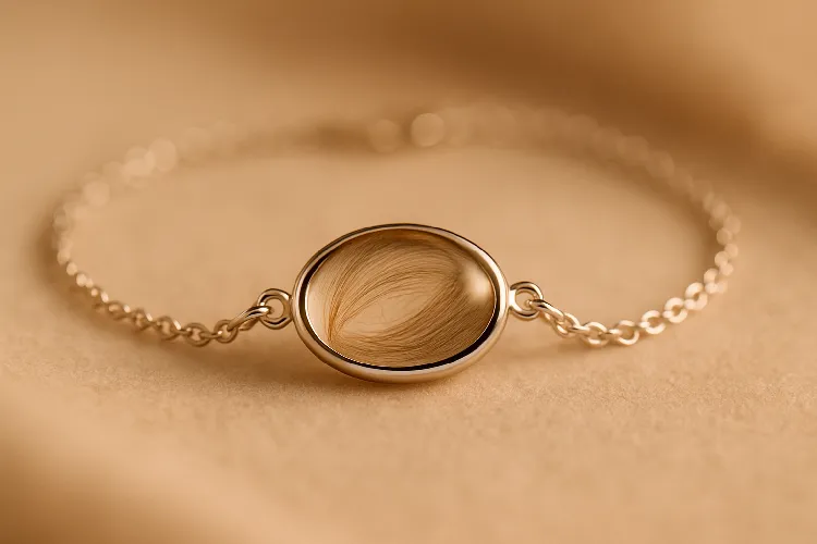 Hair inlaid bracelet symbolizing eternal love and memories.