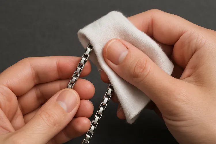 How to clean and maintain silver box chain with soft cloth How to clean and maintain silver box chain with soft cloth