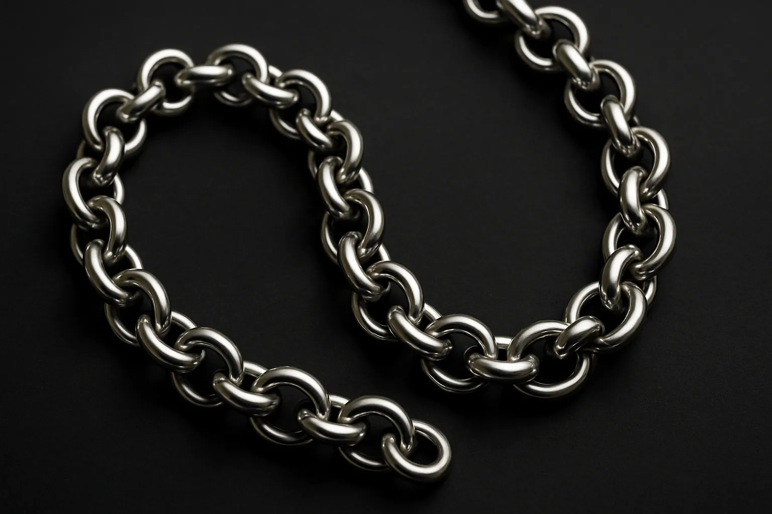 Rolo chain necklace with bold, chunky links.