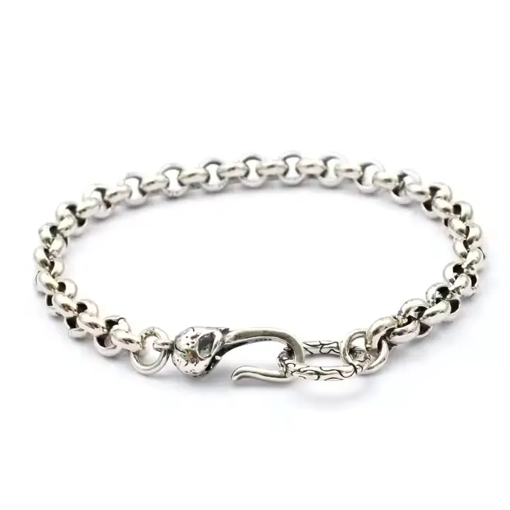 Chunky silver chain bracelet with panther head clasp