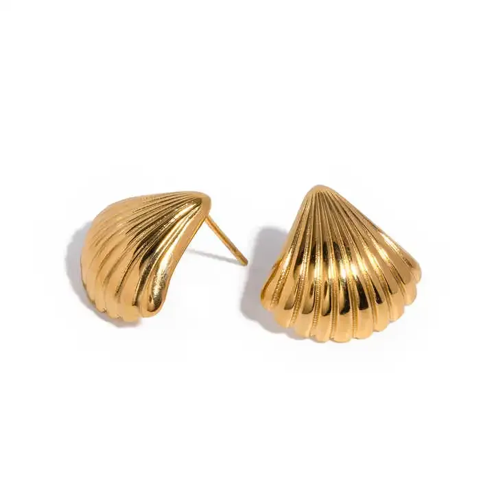 Copper shell shaped earrings with a polished finish
