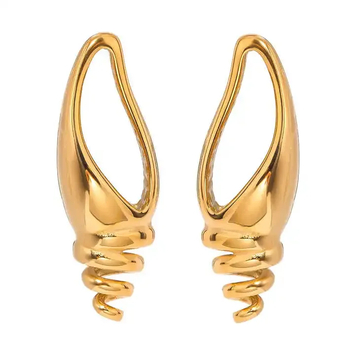 Copper spiral shaped earrings with a modern design