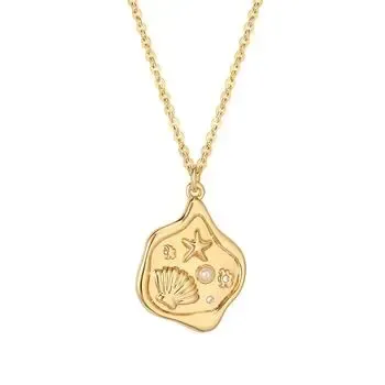 Gold plated silver pendant necklace with ocean inspired details