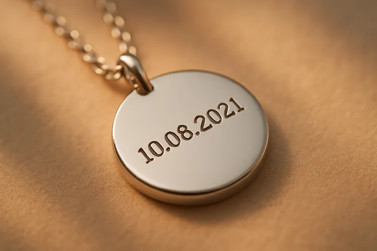 Memorial jewelry engraved with important date