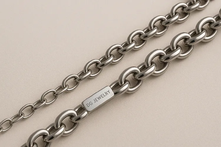 Various thicknesses of stainless steel rolo chains showing their versatile design. Various thicknesses of stainless steel rolo chains showing their versatile design.