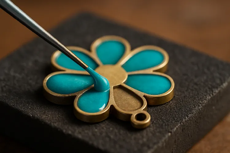 The application process of enamel-filled jewelry demonstrates the curing effect The application process of enamel-filled jewelry demonstrates the curing effect
