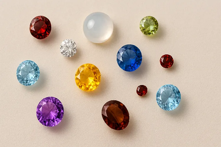 Collection of birthstones and gemstones for jewelry customization Collection of birthstones and gemstones for jewelry customization