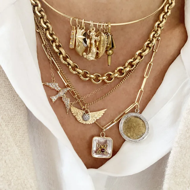 Bohemian style layered necklace, showing endless mix and match possibilities.