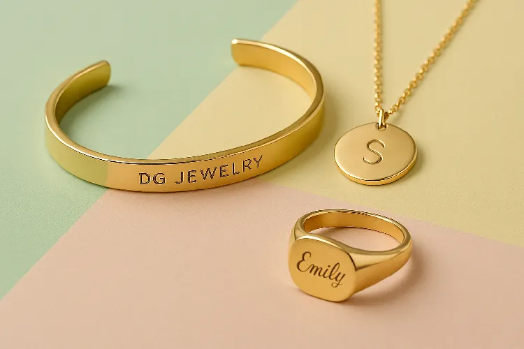Close-up of a personalized bracelet with engraving, symbolizing special memories Close-up of a personalized bracelet with engraving, symbolizing special memories