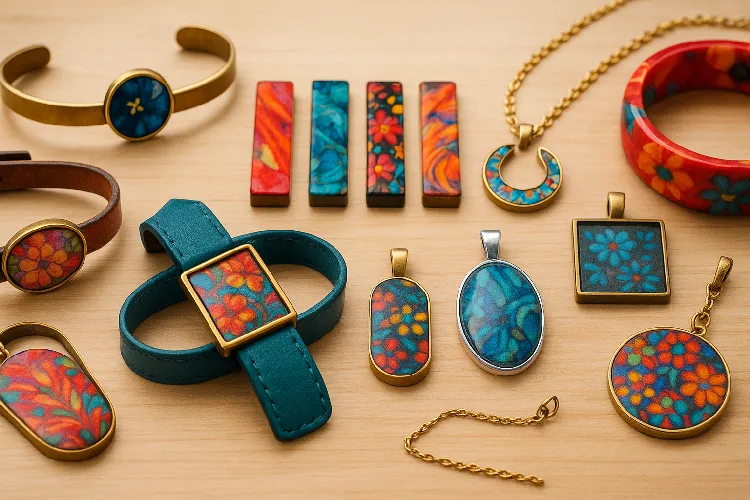 Display pictures of UV-printed jewelry made of various materials Display pictures of UV-printed jewelry made of various materials