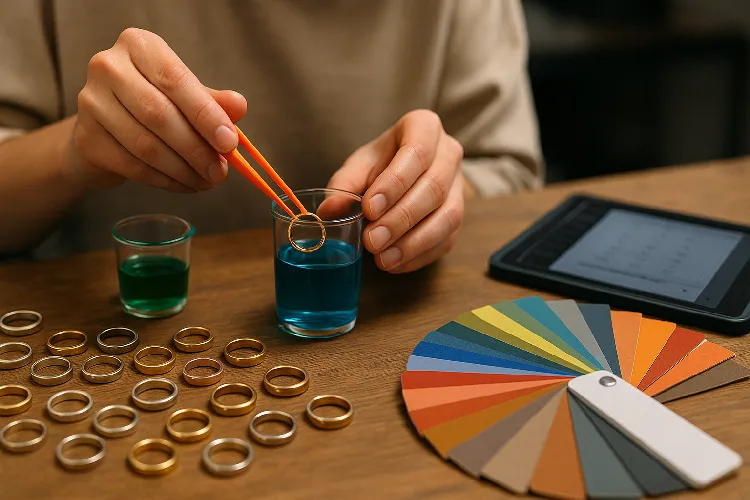 The working scene where jewelry designers customize electroplating colors The working scene where jewelry designers customize electroplating colors