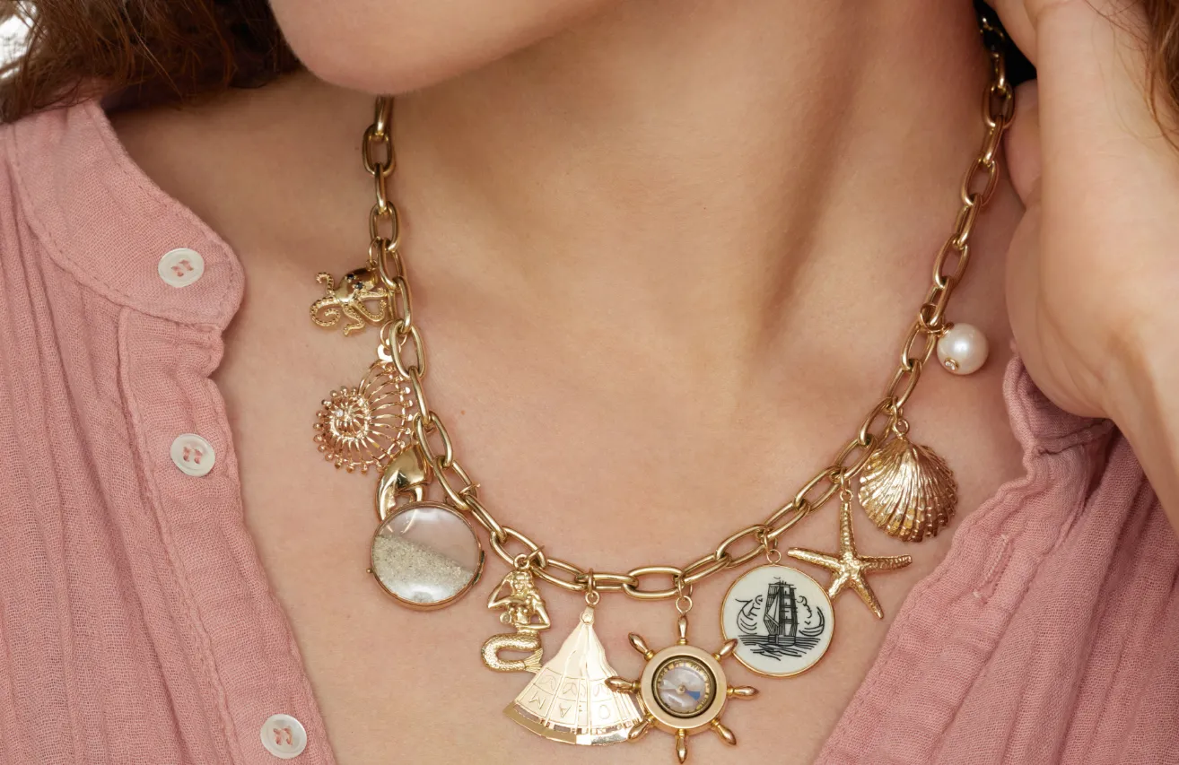 Bohemian Charms necklace with ocean element pendant.