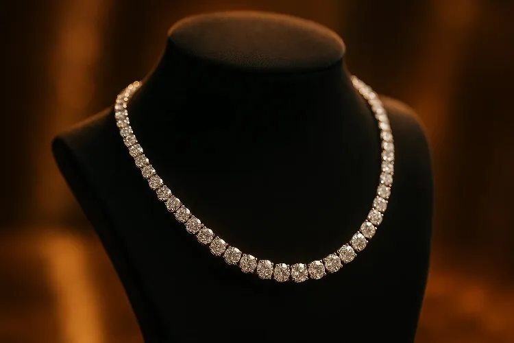 Luxury jewelry piece highlighted in elegant lighting