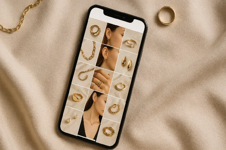 Jewelry brand Instagram page showcasing high-quality product images