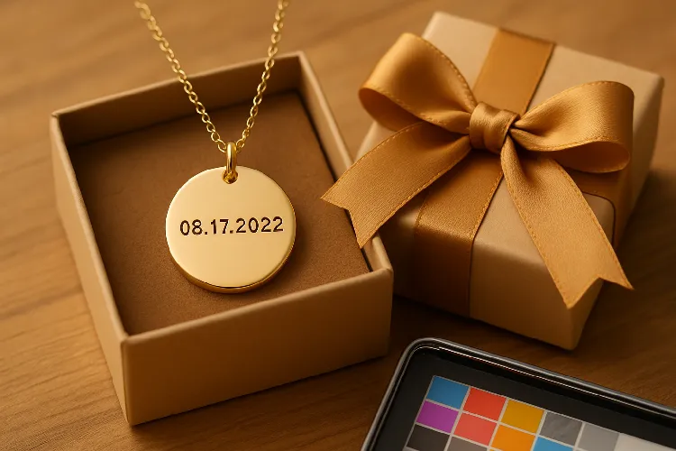 A custom jewelry gift box picture with date engraving A custom jewelry gift box picture with date engraving