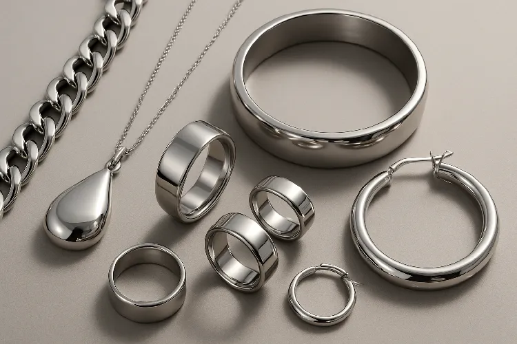 Polished stainless steel jewelry ready for wear