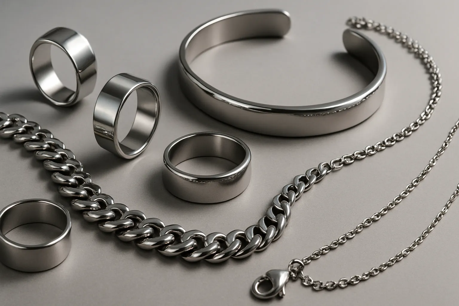 Shiny stainless steel jewelry collection