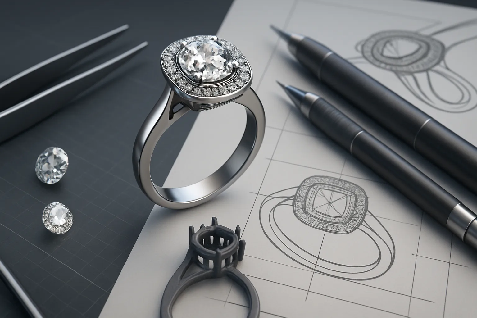 3D rendering of a custom jewelry design.