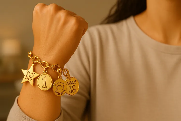 Custom charm bracelet as a self-gift for personal milestones
